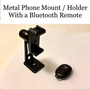 Metal Phone Mount with Bluetooth Remote Selfie Pictures Photos